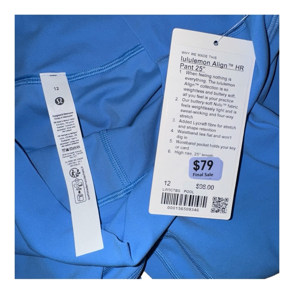 Lululemon Align High-Rise Pant with Pockets 25" Pool Party Blue Mult Siz NWT - Picture 7 of 12
